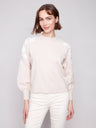 Charlie B Women's Crew Neck Embroidery Sweater