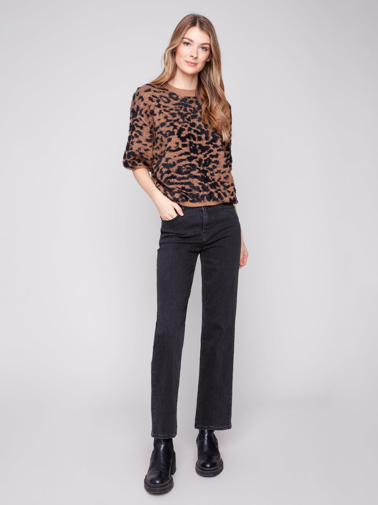 Charlie B Women's Hairy Jacquard Knit Sweater