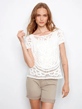 Charlie B Women's SS Reversible Crochet Top