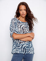 Charlie B Women's Printed Dolman Cotton Blouse