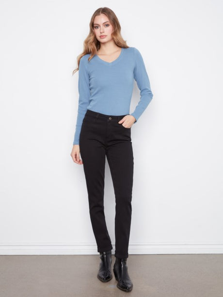 Charlie B Women's Cuffed Slim 5-Pocket Colored Twill Pants