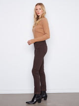 Charlie B Women's Cuffed Slim 5-Pocket Colored Twill Pants