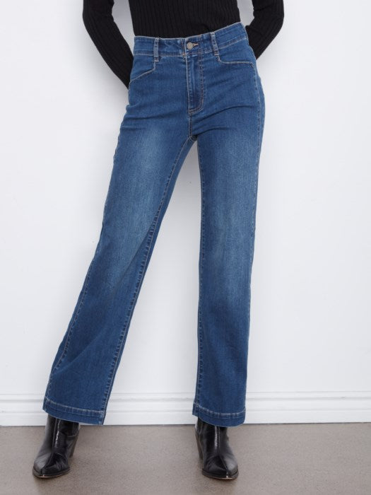 Charlie B Women's Straight Leg Front Panel Pocket Jeans