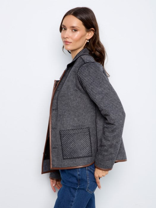 Charlie B Women's Reversible Plaid Leather Binding Jacket