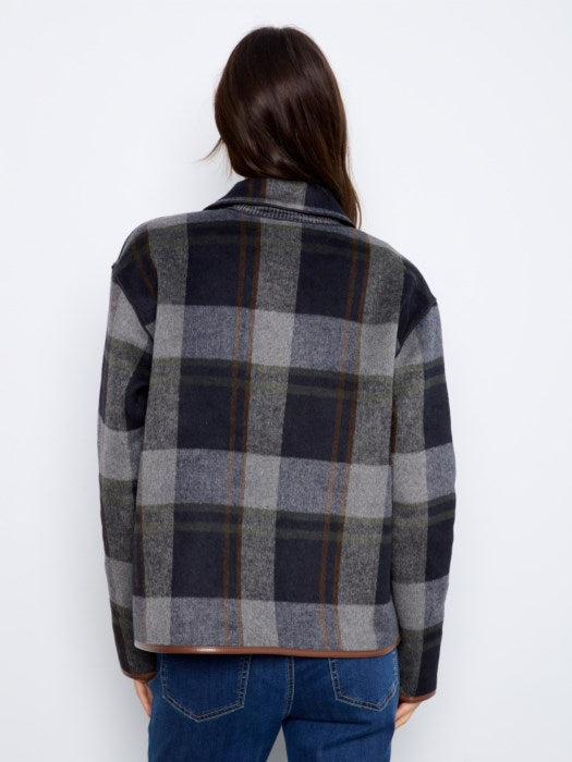 Charlie B Women's Reversible Plaid Leather Binding Jacket