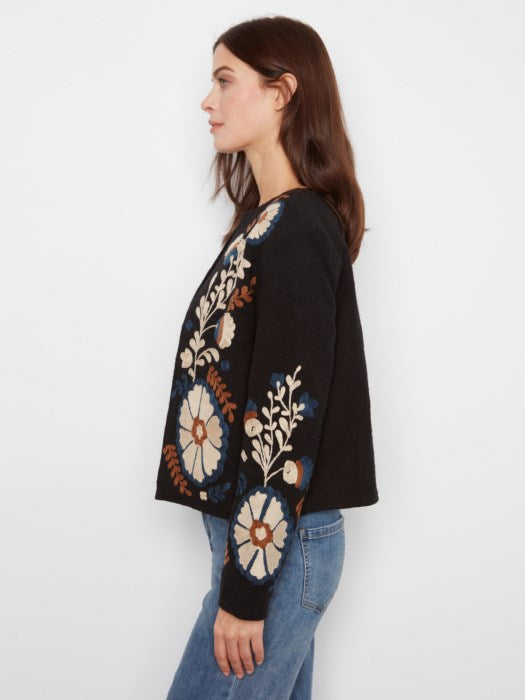 Charlie B Women's Edge to Edge Embroidered Basketweave Jacket