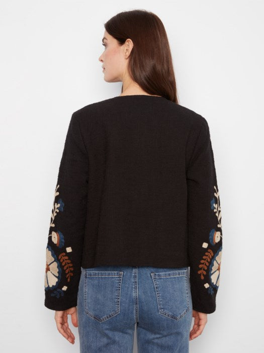 Charlie B Women's Edge to Edge Embroidered Basketweave Jacket