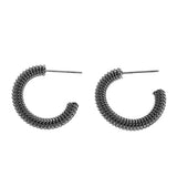 Hackney Nine Kumasi Richly Textured Silver Hoop Earrings