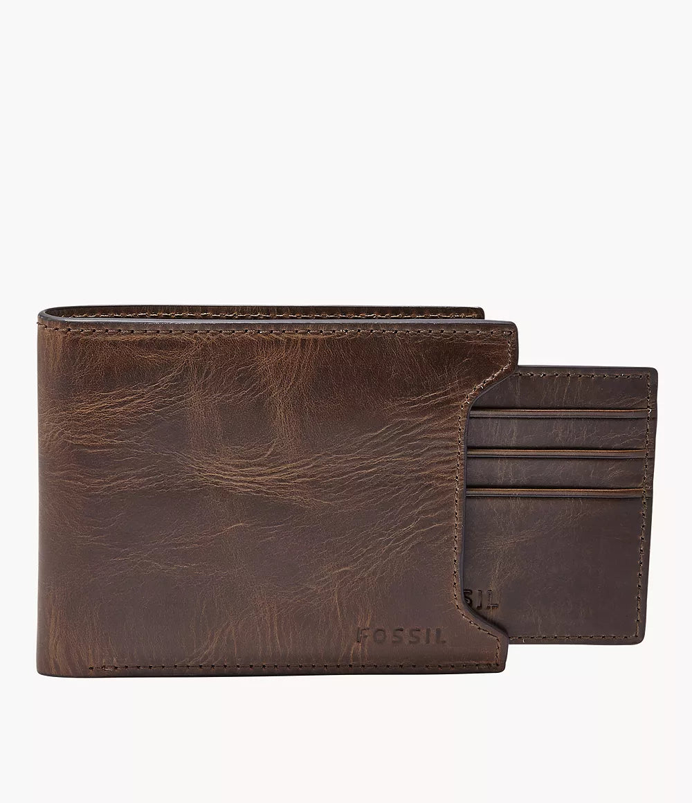 Fossil Men's Derrick Sliding 2-in-1 Wallet Dark Brown