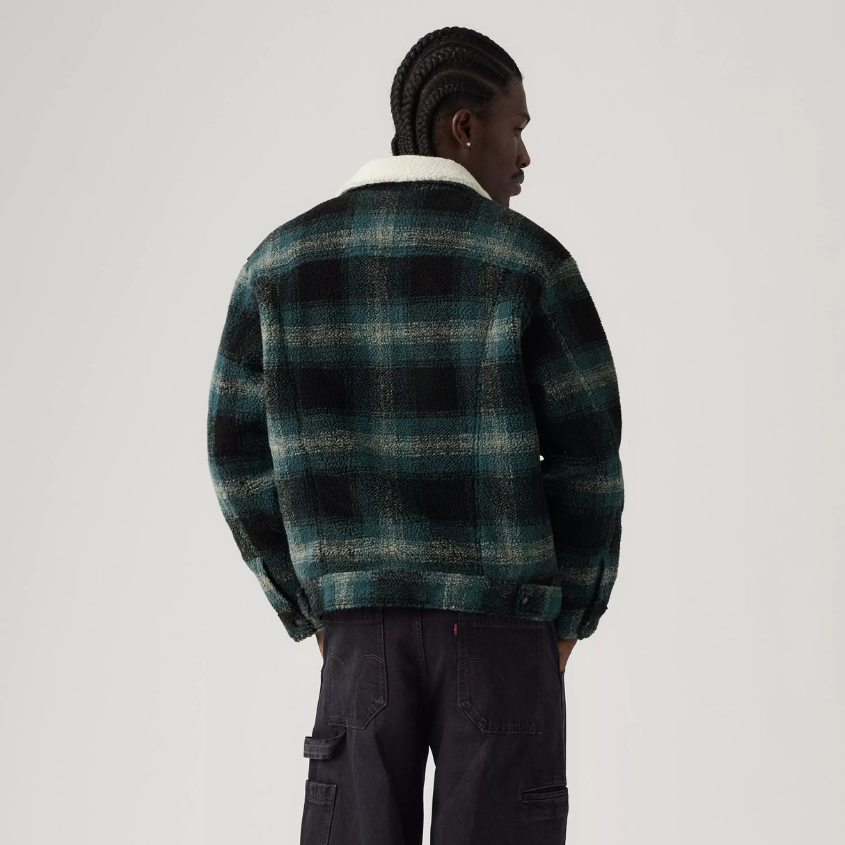 Levi's Men's Type 3 Sherpa Trucker Merle Plaid Jacket