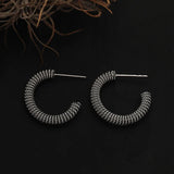 Hackney Nine Kumasi Richly Textured Silver Hoop Earrings