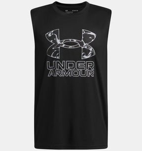 Under Armour Youth Boys Tech Hybrid Print Tank Top - Black/White