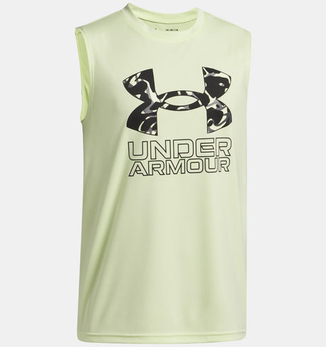 Under Armour Youth Boys Tech Hybrid Print Tank Top - Faded Green