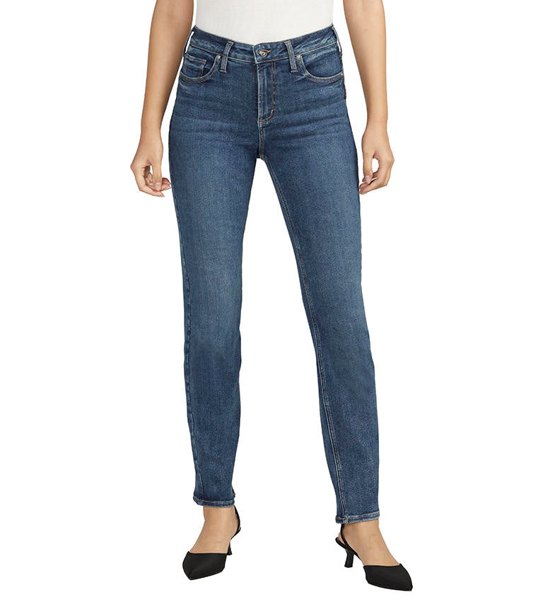 Silver Women's Infinite Fit Mid Rise Straight Jeans