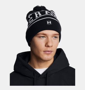 Under Armour Men's Halftime Pom Beanie - Black/White