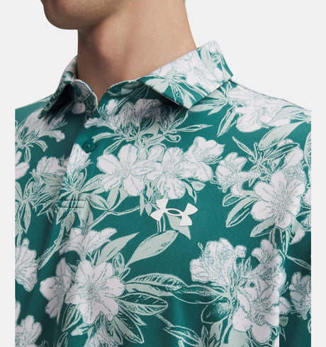 Under Armour Men's Matchplay Printed Polo - Rack Green/White