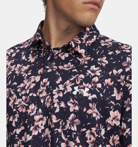 Under Armour Men's Matchplay Printed Polo - Midnight Navy/Pink