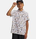 Under Armour Youth Boys Matchplay Printed Boys Polo - White/Orange