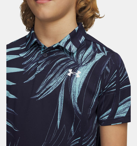 Under Armour Youth Boys Matchplay Printed Boys Polo - Midnight Navy