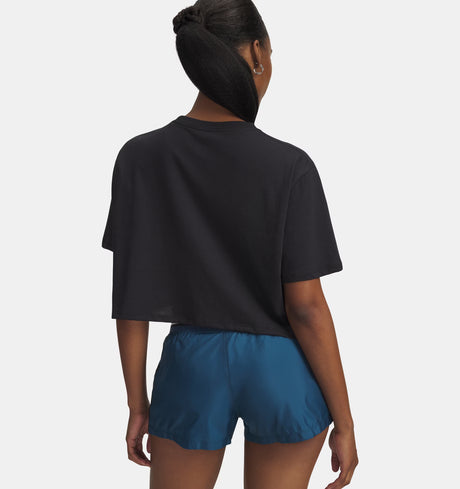 Under Armour Women's Wordmark Crop Short Sleeve T-Shirt - Black