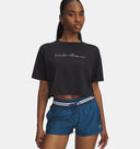 Under Armour Women's Wordmark Crop Short Sleeve T-Shirt - Black