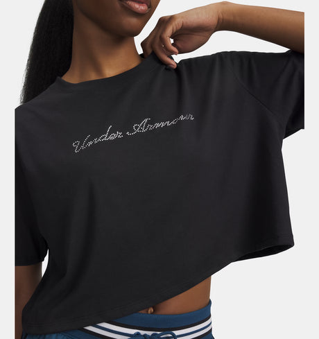 Under Armour Women's Wordmark Crop Short Sleeve T-Shirt - Black