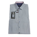 Alpha & Steele Men's LS Microfiber Modern Fit Shirt - Navy/Multi