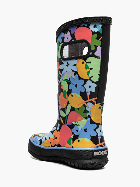 Bogs Kids Girls Overlap Flowers Rainboots - Black Multi