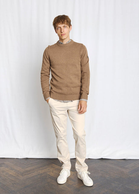 Bruun & Stengade Men's Cotton Crew Sweater - Brown