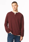 Buffalo Men's Kambo Ribbed Long Sleeve Henley - Red Mahogany