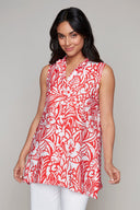 Carre Noir Women's Print Tunic - Red/White