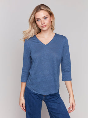 Charlie B Women's 3/4 Sleeve Top - Denim