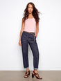 Charlie B Women's Belted Cross Hatch Denim Pants - A&M Clothing & Shoes - Westlock
