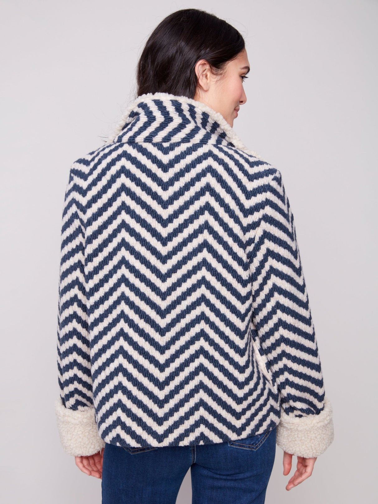 Charlie B Women's Chevron Boucle Short Jacket - A&M Clothing & Shoes - Westlock