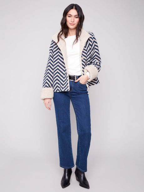 Charlie B Women's Chevron Boucle Short Jacket - A&M Clothing & Shoes - Westlock
