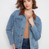 Charlie B Women's Contrast Corduroy Collar Denim Barn Jacket - Denim Blue