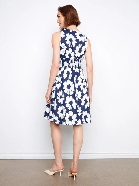 Charlie B Women's Cotton Voile Front Zip Knee Length Dress - Dahlia