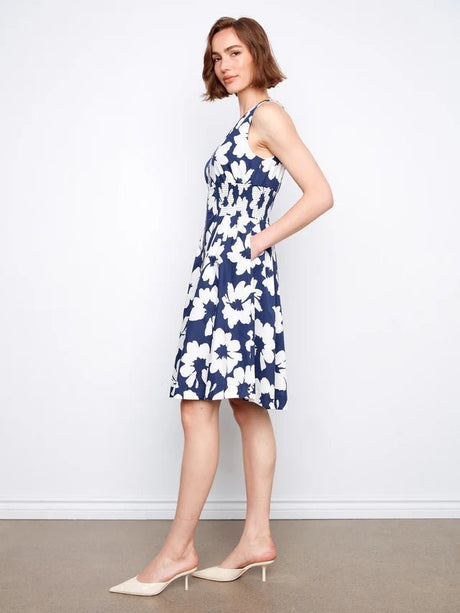 Charlie B Women's Cotton Voile Front Zip Knee Length Dress - Dahlia