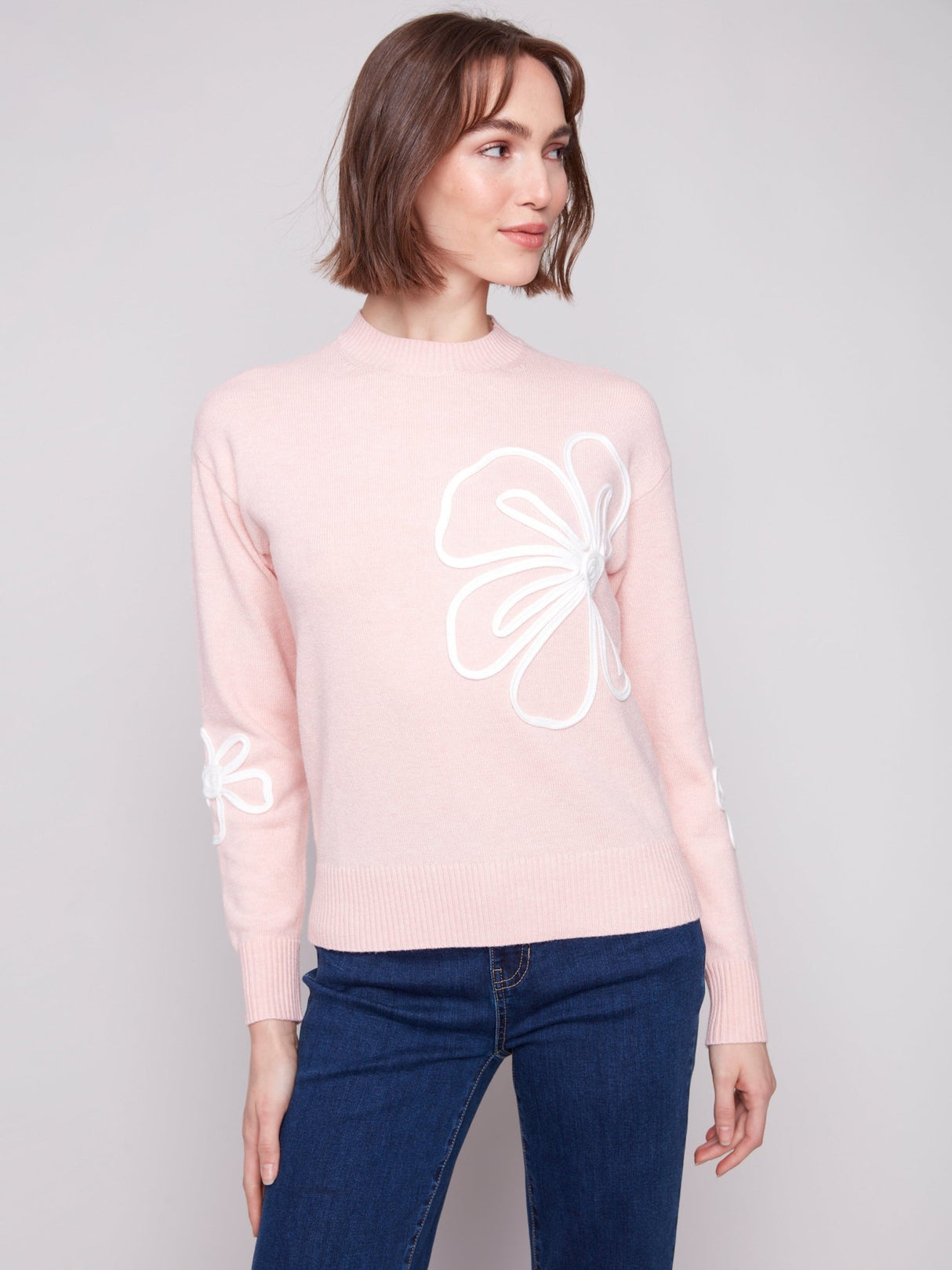 Charlie B Women's Crew Neck Soutache Detail Sweater - A&M Clothing & Shoes - Westlock