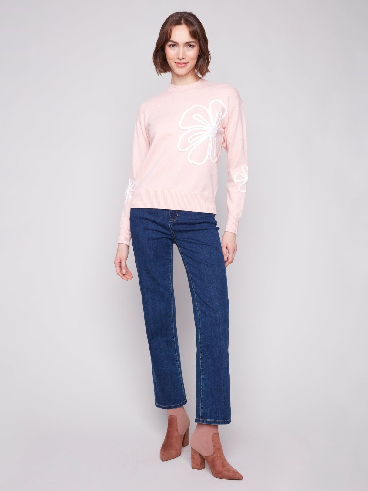 Charlie B Women's Crew Neck Soutache Detail Sweater - A&M Clothing & Shoes - Westlock