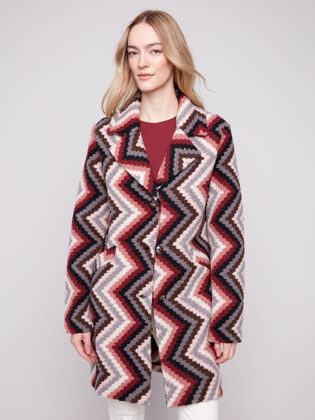 Charlie B Women's Crochet Button Up Long Coat - A&M Clothing & Shoes - Westlock