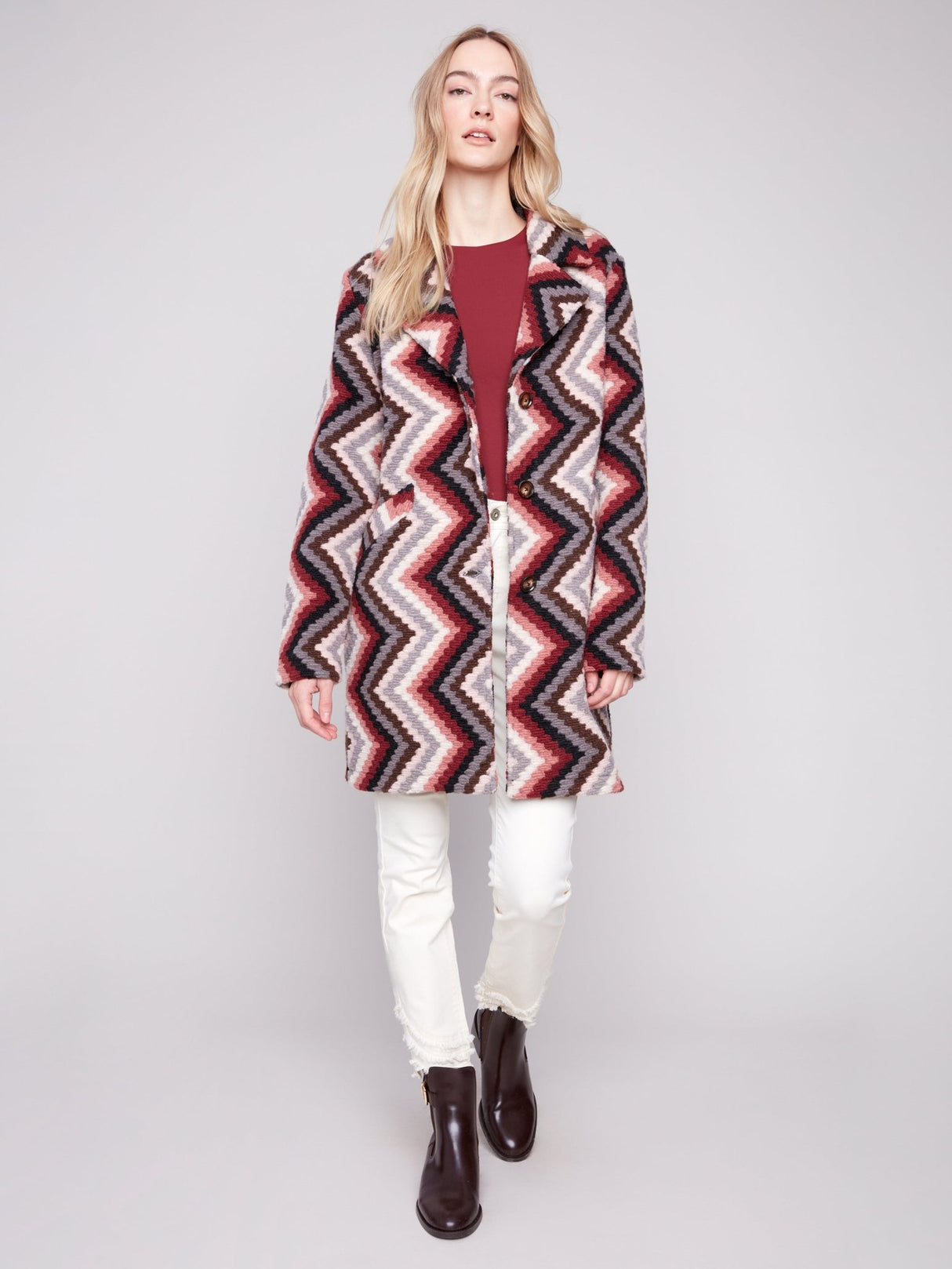 Charlie B Women's Crochet Button Up Long Coat - A&M Clothing & Shoes - Westlock