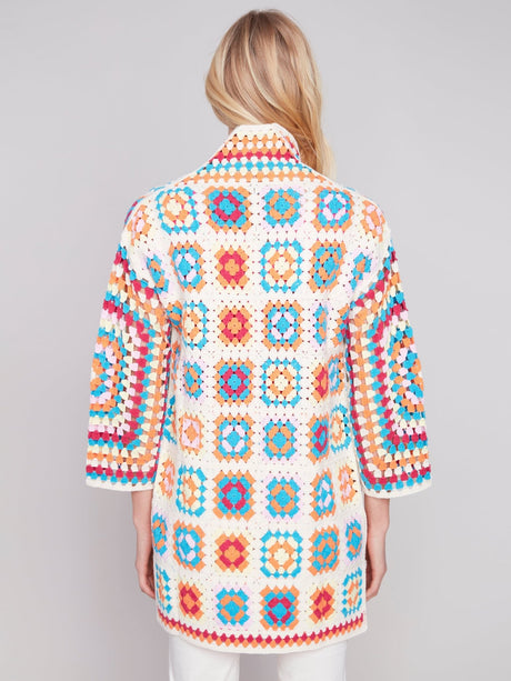 Charlie B Women's Crochet Long Cardigan - Punch