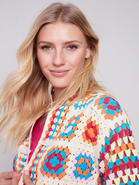 Charlie B Women's Crochet Long Cardigan - Punch
