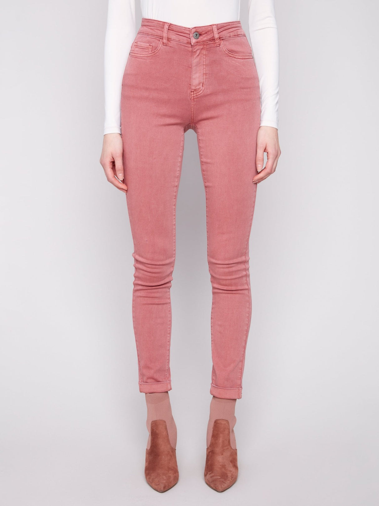 Charlie B Women's Cuffed Hem Slim 5 - Pocket Twill Pants - A&M Clothing & Shoes - Westlock
