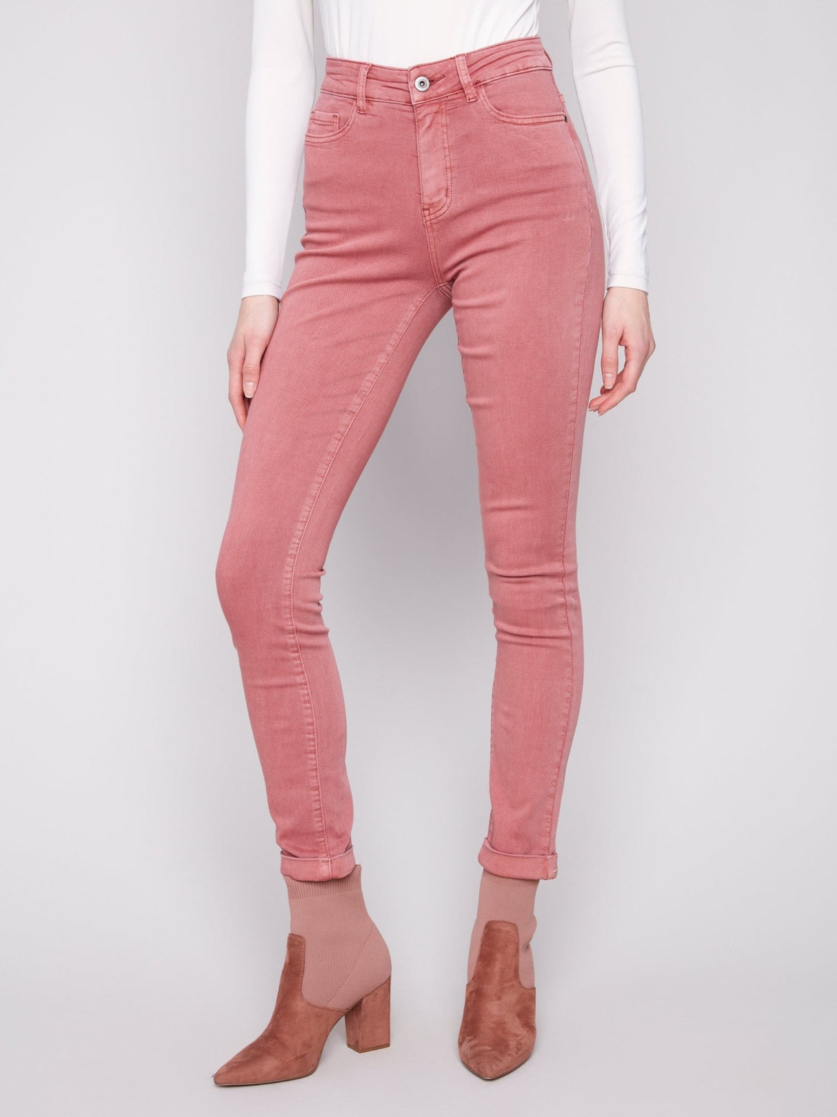 Charlie B Women's Cuffed Hem Slim 5 - Pocket Twill Pants - A&M Clothing & Shoes - Westlock
