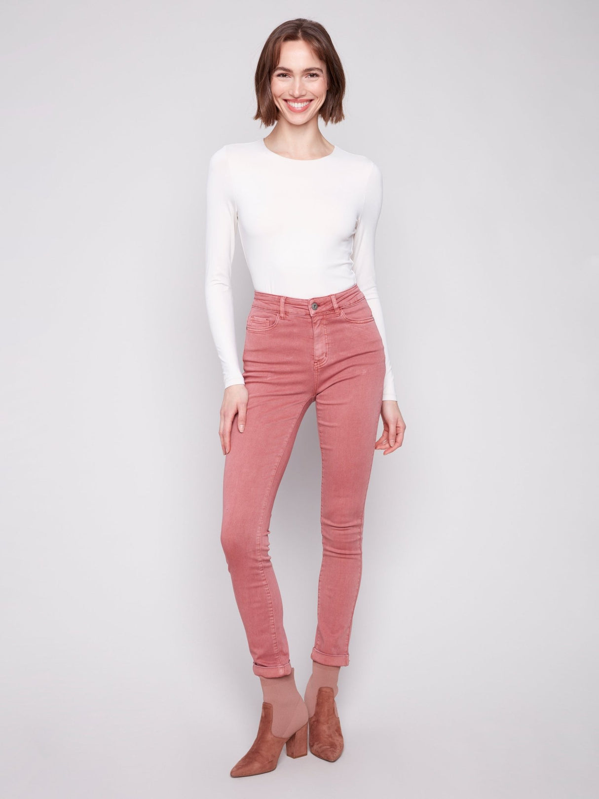 Charlie B Women's Cuffed Hem Slim 5 - Pocket Twill Pants - A&M Clothing & Shoes - Westlock