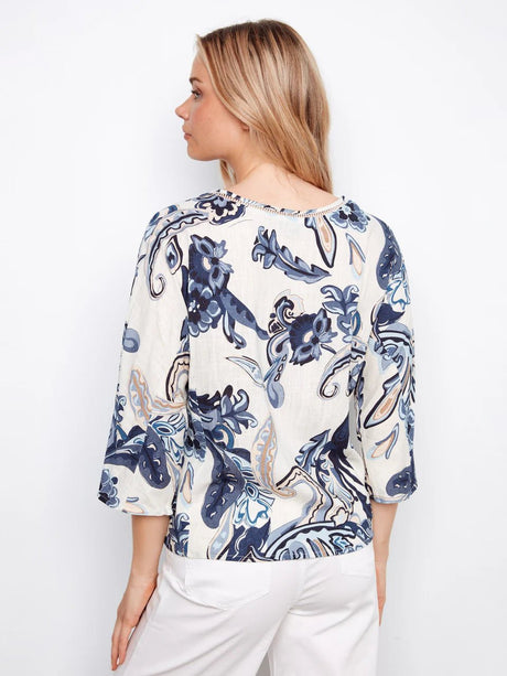 Charlie B Women's Dolman Sleeve Button Front Blouse - Paisley