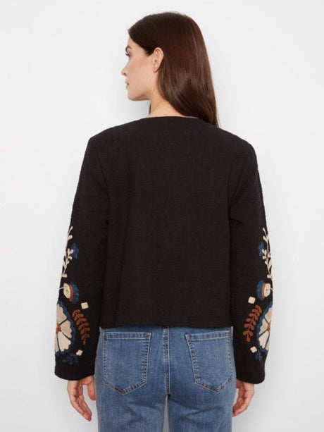 Charlie B Women's Edge to Edge Embroidered Basketweave Jacket - Poem