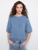 Charlie B Women's Elbow Sleeve Balloon Shape Sweater - Heather Denim